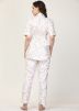 White Printed Co-ord Set In Cotton