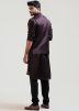 Brown Asymmetric Mens Kurta Pajama & Nehru Jacket