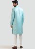 Blue Mirror Embroidered Kurta With Pajama