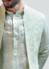 Green Chikankari Embroidered Georgette Long Jacket