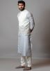 Grey Asymmetric Kurta Pajama With Jacket
