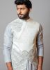 Grey Asymmetric Kurta Pajama With Jacket