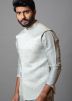 Grey Embroidered Kurta Pajama With Nehru Jacket