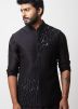 Black Asymmetric Kurta Pajama With Jacket
