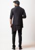 Black Asymmetric Kurta Pajama With Jacket