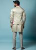 Grey Kurta Pajama With Nehru Jacket In Linen