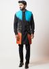 Black Long Jacket Style Kurta Pajama In Cotton