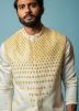 Cream Asymmetric Kurta Pajama With Jacket