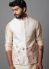 Peach Embroidered Kurta Pajama With Jacket