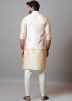 Peach Embroidered Kurta Pajama With Jacket