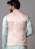 Peach Mens Nehru Jacket In Linen
