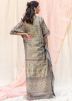 Readymade Grey Printed Kaftan In Silk