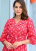 Pink Printed Cotton Kurta Set