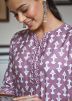 Purple Printed Kurta Set In Cotton