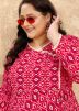 Pink Readymade Rayon Kurta In Digital Print