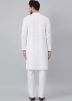 White Cotton Kurta Pajama For Mens