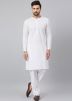 White Cotton Kurta Pajama For Mens