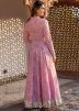 Pink Leheria Printed Long Kurta In Cotton