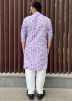 Purple Readymade Printed Kurta & Pajama Set