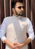 Brown Cotton Printed Nehru Jacket