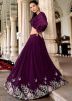 Purple Readymade Embroidered Georgette Lehenga Choli