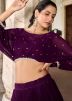 Purple Readymade Embroidered Georgette Lehenga Choli