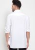 White Embroidered Mens Short Kurta In Cotton