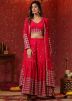 Red Embroidered Co-Ord Set In Georgette