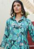 Digital Printed Cotton Readymade Pant Kurta In Blue