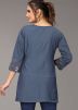 Dark Grey Readymade Viscose Short Kurti In Thread Embroidery