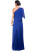 Blue One Shoulder Cape Style Asymmetric Gown