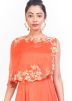 Orange Asymmetric Cape Style Gown