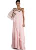 Pastel Pink Georgette One Shoulder Cape Style Gown 