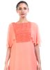Peach Beaded Maxi Dress With Cape Sleeves