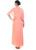 Peach Beaded Maxi Dress With Cape Sleeves