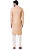 Beige Thread Embroidered Silk Sherwani