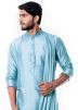 Blue Cowl Style Kurta With Churidar