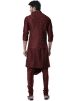 Maroon Cowl Style Kurta Set With Nehru Jacket