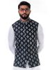 Buy Black Floral Dori Embroidered Silk Designer Nehru Jacket for Men