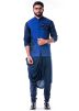 Navy Blue Cowl Style Kurta Set With Nehru Jacket