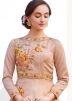 Fawn Printed Indian Gown With Embroidery