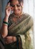 Green Heavy Border Wedding Organza Saree