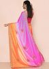 Orange & Pink Shaded Woven Saree In Jacquard