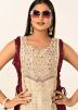 Maroon & Cream Printed Twin Layered Kurta