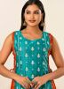 Orange & Turquoise Floral Printed Twin Layered Kurta