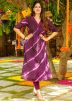 Purple Readymade Digital Printed Cotton Kurta Set