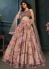 Mauve Peach Readymade Printed Organza Lehenga Choli