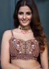 Mauve Peach Readymade Printed Organza Lehenga Choli
