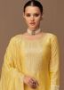 Yellow Art Silk Embroidered Palazzo Suit Set