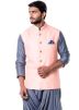 Grey Cowl Style Kurta Set With Nehru Jacket